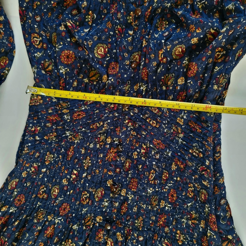 Veronica Beard Shireen Floral Print Midi Fall Autumn Dress Pintuck Lace Size 2 - Picture 7 of 15